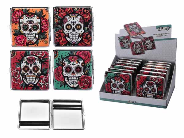 Pitillera Champ Skull and Flowers - Click en la imagen para cerrar